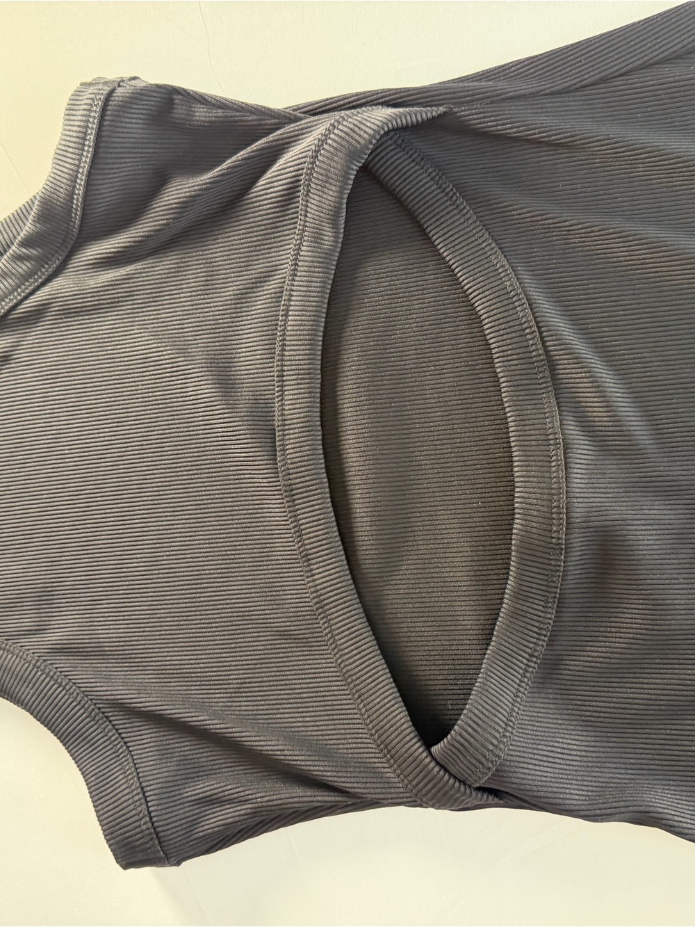 White House Black Market Black Ribbed Midi Tank Dress with cutout back detail - Picture 7 of 10